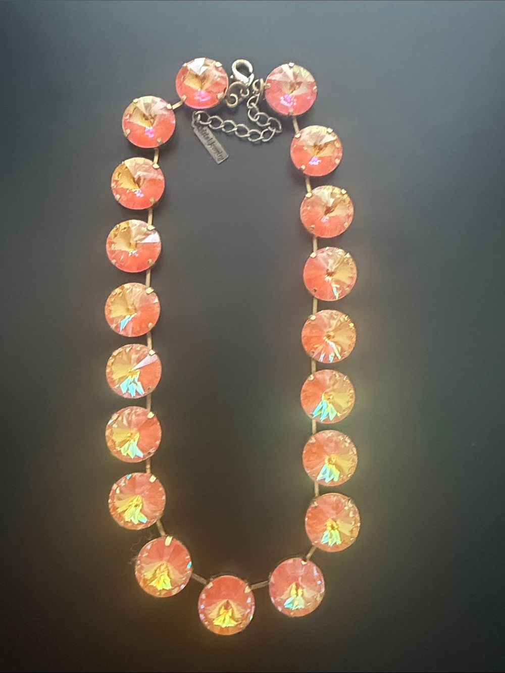 Iridescent Orange Crystal Collar Necklace - Unbranded